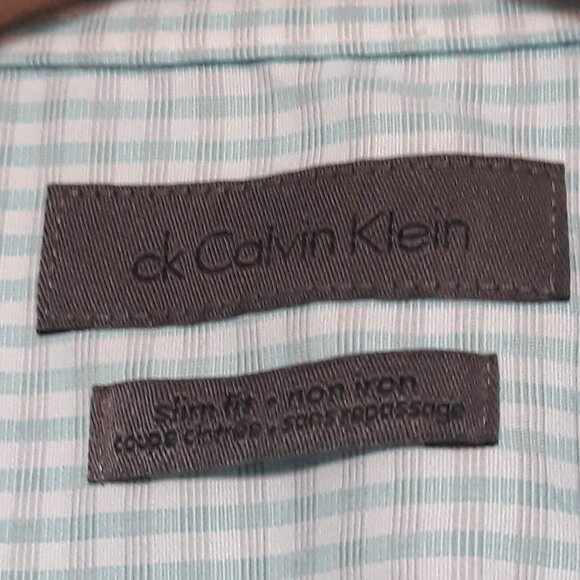 ck Calvin Klein Mens Dress Shirt No-Iron 15.5 34/35 - Picture 7 of 10